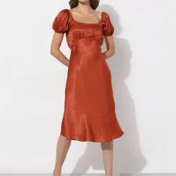 Vero Moda Orange Printed A Line Dress-image-0