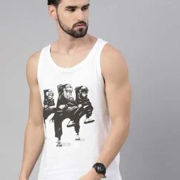 Bushirt Anime White Printed Cotton Vest-picture-27