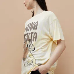 Ginger by Lifestyle Beige Printed T-Shirt image 3