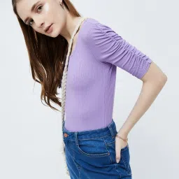 Ginger by Lifestyle Purple Striped Top image 3
