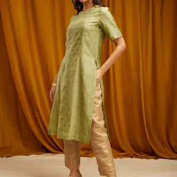 Pink Fort Lime Green Printed Straight Kurta image 3