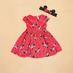 Pantaloons Baby Red Printed Dress with Hairband image 3