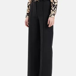 Kazo Black Polyester High Rise Trousers With Belt image 3