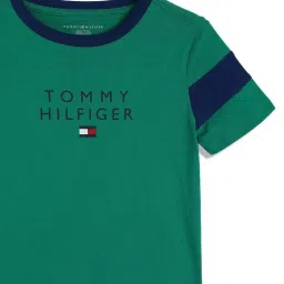 Tommy Hilfiger Kids Olympic Green Printed Regular Fit T-Shirt image 3