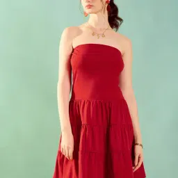 KASSUALLY Red Relaxed Fit A Line Dress-picture-14