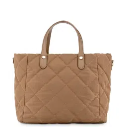 Fastrack Tan Faux Leather Quilted Tote Handbag image 3