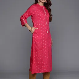 Indo Era Pink Printed Straight Kurta image 3