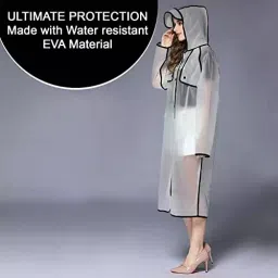 HACER EVA Hooded Type Top Button Closer Transparent & Black Rainsuit XXL for Unisex, EXM1-BL-XXL-N image 4