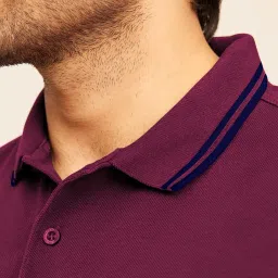 The Bleu Label Burgundy Slim Fit Polo T-Shirt image 3