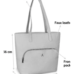 Mochi Grey Solid Large Shoulder Handbag image 3