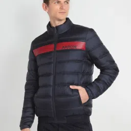 Arrow Sport Navy Regular Fit Colour Block Quilted Jacket image 3