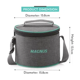 Magnus Glock Green Borosilicate Glass Round Containers Lunch Box with Vertical Pouch - Set of 2 image 3