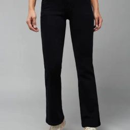 DOLCE CRUDO Black Denim Relaxed Fit Mid Rise Bootcut Jeans-picture-45