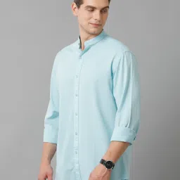 CAVALLO by Linen Club Aqua Slim Fit Cotton Linen Shirt image 3