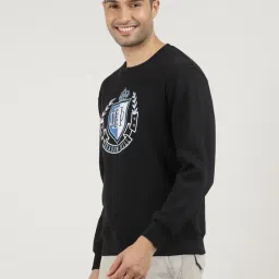 Dragon Hill Black Cotton Slim Fit Logo Printed Sweatshirt image 3