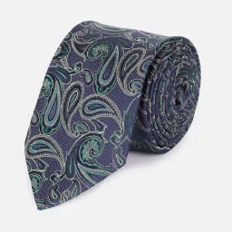 Van Heusen Green Embroidered Tie with Pocket Square & Cufflinks image 3