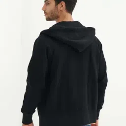 American Eagle Black Regular Fit Printed Hooded SweatShirt image 2