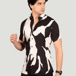 ALMATY Black Slim Fit Printed Shirt image 3