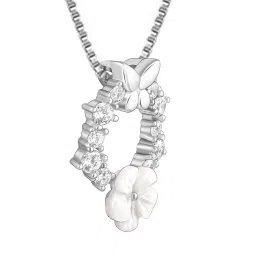 GIVA 92.5 Sterling Silver Silver Floral Butterfly With Link Chain image 3