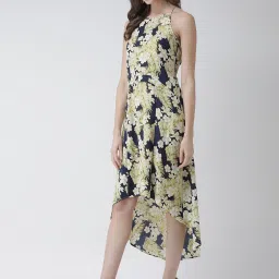 KASSUALLY Navy & Green Floral Print High-low Dress image 3