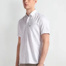 arrow sport Arrow Sports White Cotton Regular Fit Printed Shirt image 3