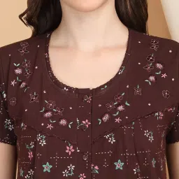 Sweet Dreams Purple Cotton Print Short sleeve Night Dress image 3