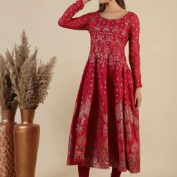 Aurelia Pink Printed Anarkali and Pant Set With Dupatta image 3