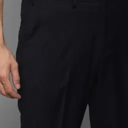 Louis Philippe Permapress Navy Slim Fit Checks Trousers image 4