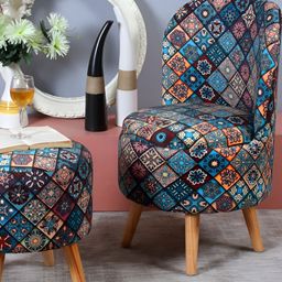Shadowkart 2 Piece Blue Wooden Mudda Pouffe Ottoman-picture-16
