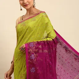 WoodenTant Floral Woven Design Silk Cotton Saree-picture-25