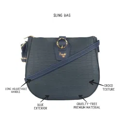 Baggit Blue Textured Medium Cross Body Bag image 3