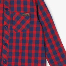 Juniors by Lifestyle Red & Navy Cotton Chequered Full Sleeves Shirt image 3