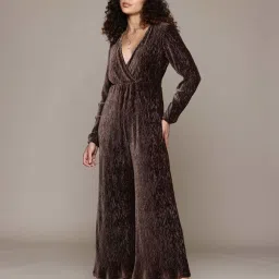 Label Ritu Kumar Brown Caren Velvet Jumpsuit image 3