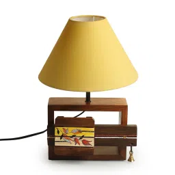 ExclusiveLane Yellow Sheesham Wood Decorative Table Lamp image 3