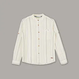 Fame Forever by Lifestyle Boys Off White Cotton Stripes Shirt image 3