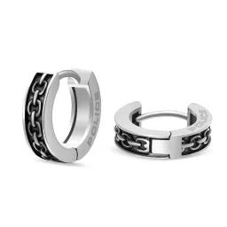 Police Chainset Black Huggie Earrings image 3