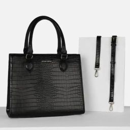 Allen Solly Black Animal Effect Tote-picture-11