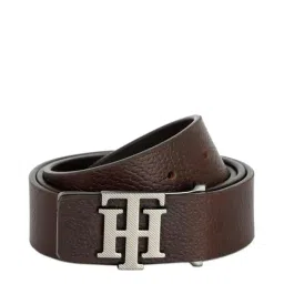 Tommy Hilfiger Shawn Brown Leather Textured Reversible Belt-image-0