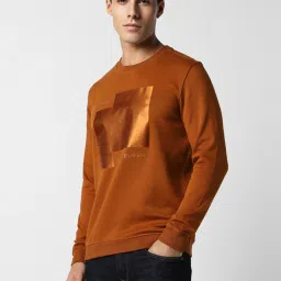 Van Heusen Orange Slim Fit Printed Sweatshirt image 3