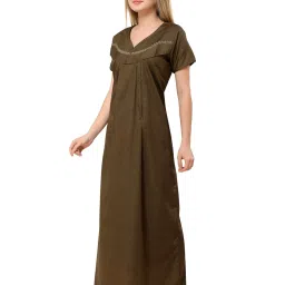 PIU Womens Cotton Pleated Feeding Nighty Multi-Color (Pack of 2) image 3