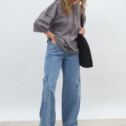 Styli Self Design Round Neck Drop-Shoulder Sleeves Pure Cotton Oversized T-Shirt-image-59