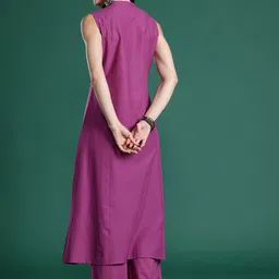 Indo Era Floral Embroidered Thread Work Pure Cotton Kurta with Palazzos image 3