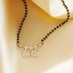 DIVASTRI Gold-Plated Artificial Stones Studded And Beaded Mangalsutra-image-85