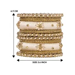 Peora Traditional Maroon Gold-Plated Synthetic Stone Bangles - Set of 10 image 5