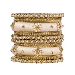 Peora Traditional Maroon Gold-Plated Synthetic Stone Bangles - Set of 10 image 2