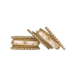 Peora Traditional Maroon Gold-Plated Synthetic Stone Bangles - Set of 10 image 3