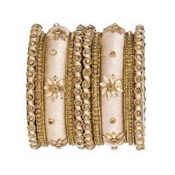 Peora Traditional Maroon Gold-Plated Synthetic Stone Bangles - Set of 10 image 4