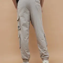 Smileyworld Beige Cotton Relaxed Fit Joggers image 2