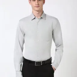 Peter England Grey Cotton Slim Fit Shirt-picture-17