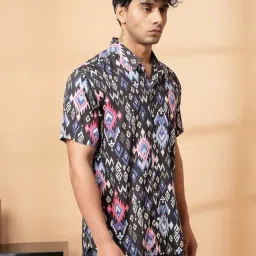 Rigo Black Rayon Regular Fit Printed Shirts image 3
